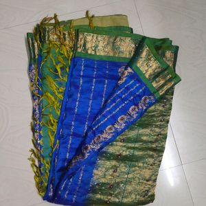 Blue Pure Kanchi Pattu Saree 💙💚