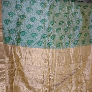 Green And Gold Saree