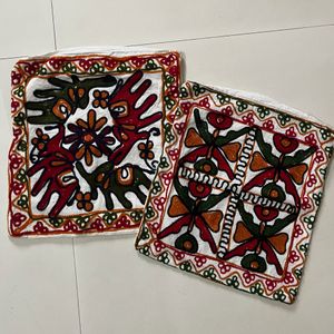 Set Of 2 Cotton Embroidered Cushion Cover