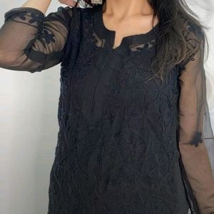 Black short Chikankari Kurti New