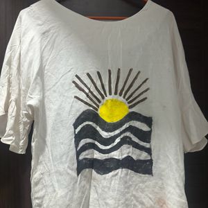 Hand painted White Cotton Top