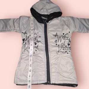 Jacket With Hoodie For Cute Baby Girl (Light Grey)