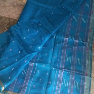 blue fancy thread work light weight saree