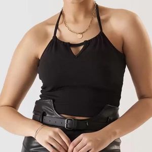 Black Backless Crop Top