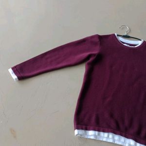 Boys Age 8-10 Maroon Full Sleeves T Shirt