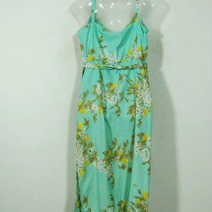 Sirikit Pastel Green Floral Printed Dress (Women)