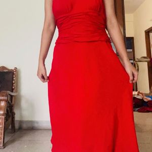 Sexy Halter Neck Gathered Front Dress