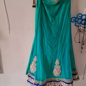 Chaniya choli beautiful turquoise color net material