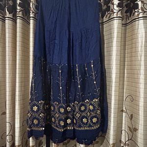 New Navy Blue Cotton Ghagra Choli