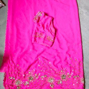 Heavy Work Saree With Blouse