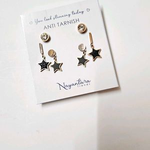 3 Pair Of Anti Tarnish Gold Earrings