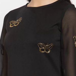 Kasually Black Butterfly Sleeve Dress