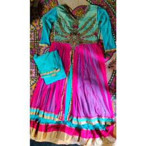 Anarkali Suit In Soft Net Pearl Work With Dupa