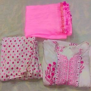 WHITE & PINK NAYRA KURTA PANT SET WITHOUT DUPATTA