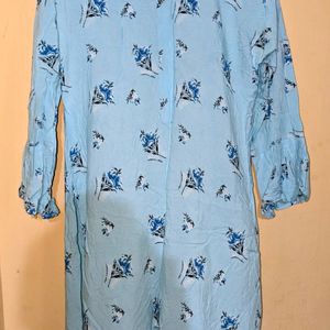 Sky Blue Floral Printed Kurti