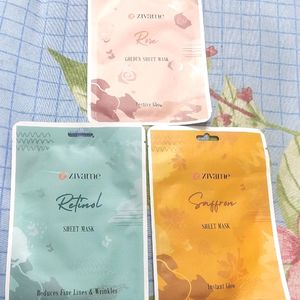 Zivame Sheet Mask Rose Saffron & Retinol Pack Of 3