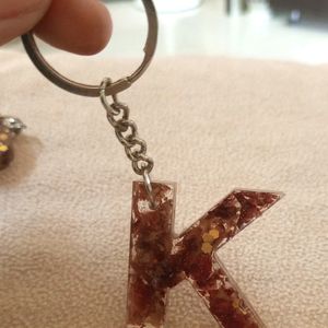 Resin Keychain With Red Rose