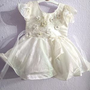 White Soft Frock For Baby Girl