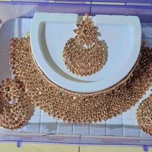 Gorgeous Gems Brass Rose Gold Jewellery Set