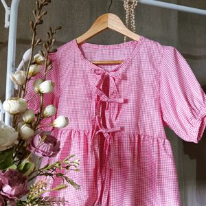 Pink Gingham Top