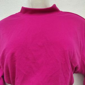 Pink Turtle Neck Full Sleeves Top