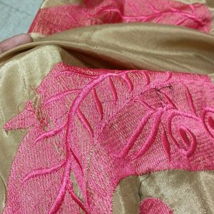 Full Embroidery Gold N Peach Dupatta