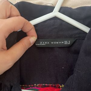 Zara Denim Jacket Ethnic Embroidery