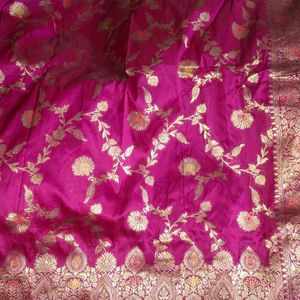 Hot Pink Majenta Banarsi Saree