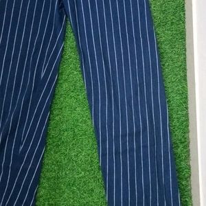 Dark Blue Striped Plazo Ish Pants.