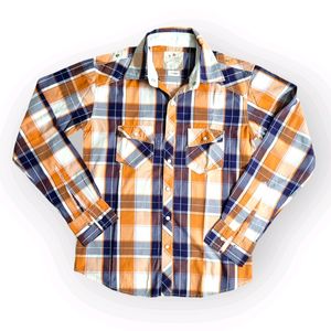 COBB ITALY ORANGE CHECKED REGULAR-FIT CASUAL SHIRT