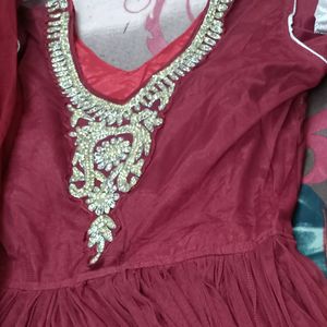 Maroon Colour Gown Beutiful And Attractive