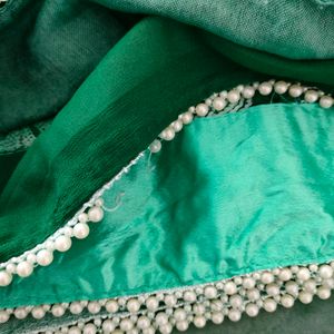 Bottle Green Floral Bordered Saree