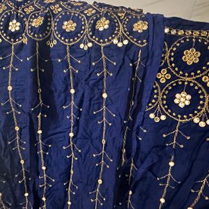 Beautiful Navy Blue Ghagra Choli with Mirror works