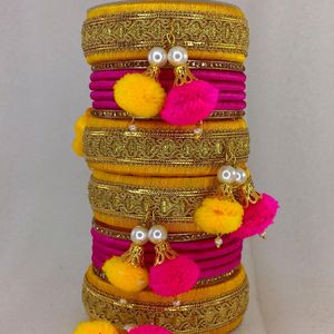 Haldi Ceremony Pom pom Work Bangles