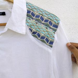 Corian White Shirt With Work Embroidery