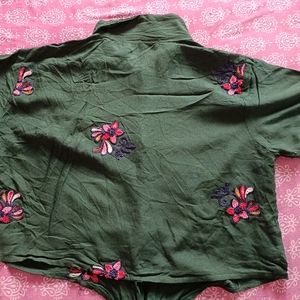 Embroidered Crop Shirt