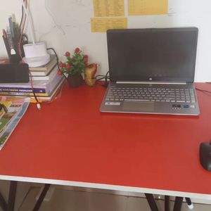 Red Folding Table Wooden Preassembled