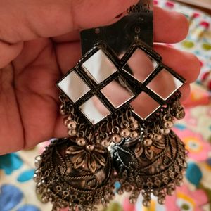 Black Metal Heavy Jhumka For Women