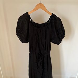 Black Broderie Anglaise Cotton Midi Dress 🖤