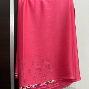 Pink Silk Saree with Floral Blouse