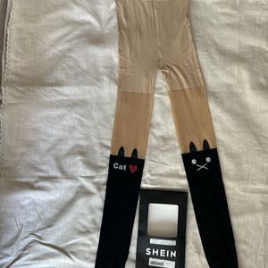 Shein Skin & Black Designer Full Length Socks