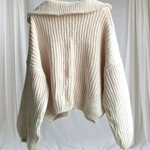 Pound Cable Zipup Knit Sweater