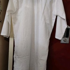 Straight White Chikankari Print Kurta