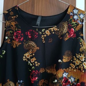 Black Floral A Line Dress