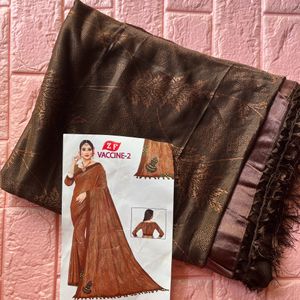 Mauve brownish self design saree