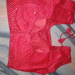 Red Sequence Blouse, Brand New, With Pad