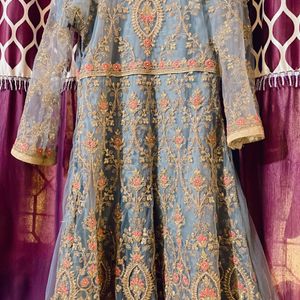 Embroidered Anarkali With Plazzo And Full Length D