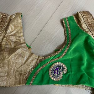 Beautiful Green And Cream Colour Combination Saree