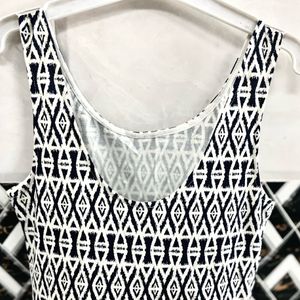 H&M Navy Blue and White Pattern Mini Dress