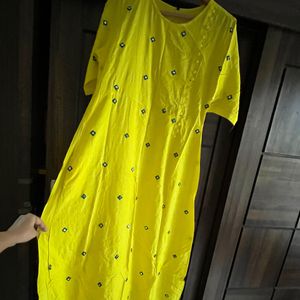 Yellow mirror work gown